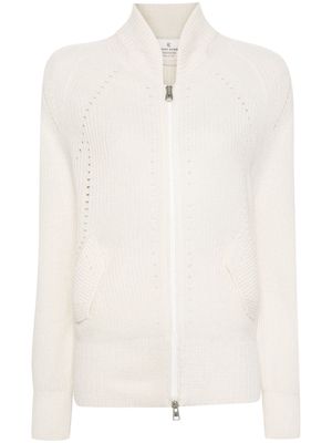 Ermanno Scervino chevron-knit cashmere cardigan - White
