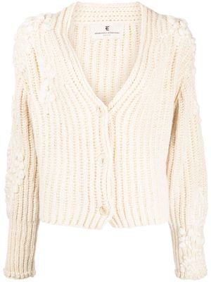 Ermanno Scervino chunky-knit floral-embroidered cardigan - White