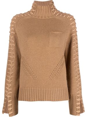 Ermanno Scervino contrast-stitch high-neck jumper - Brown