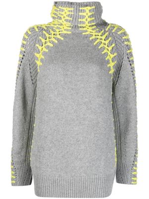 Ermanno Scervino contrast-stitching roll-neck jumper - Grey