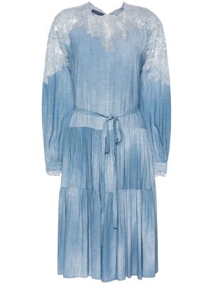 Ermanno Scervino corded-lace panelled mid dress - Blue