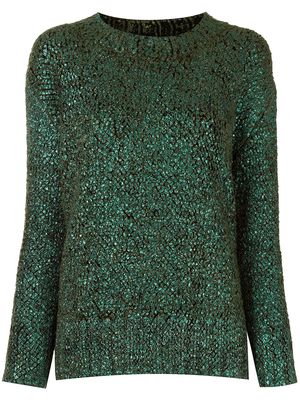 Ermanno Scervino crew neck shiny knit sweater - Green