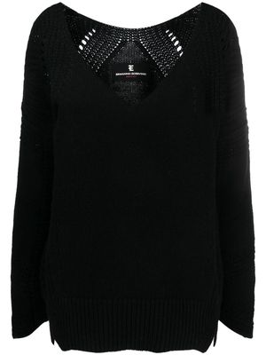 Ermanno Scervino crochet-knit V-neck jumper - Black