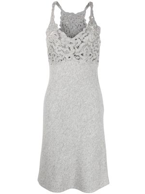 Ermanno Scervino crochet-panel sleeveless dress - Grey