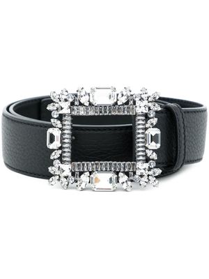 ERMANNO SCERVINO crystal-buckle leather belt - Black