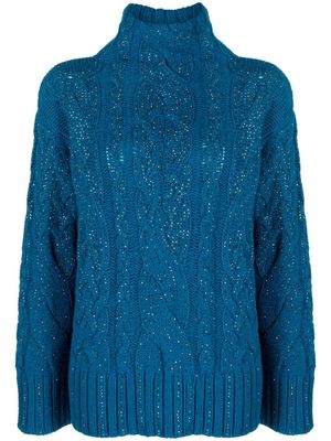 Ermanno Scervino crystal-embellished cable-knit jumper - Blue