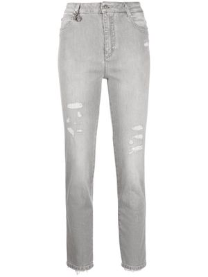 Ermanno Scervino crystal-embellished high-waisted jeans - Grey