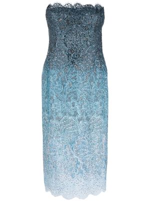 Ermanno Scervino crystal-embellished lace dress - Blue