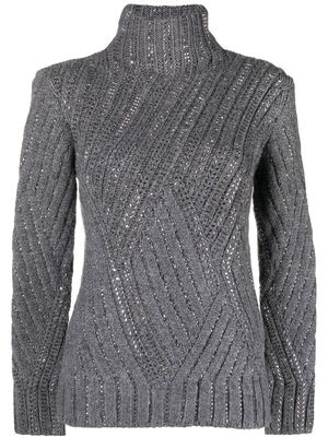 Ermanno Scervino crystal-embellished rollneck sweater - Grey