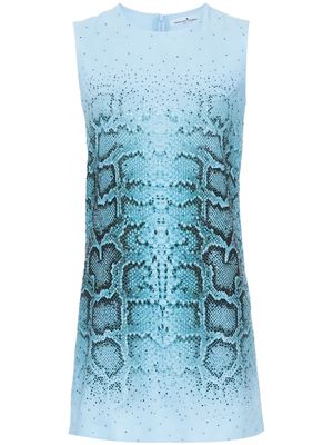 Ermanno Scervino crystal-embellished snake-print mini dress - Blue
