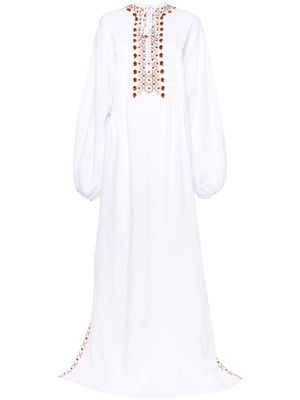 Ermanno Scervino decorative-stitching linen maxi dress - White