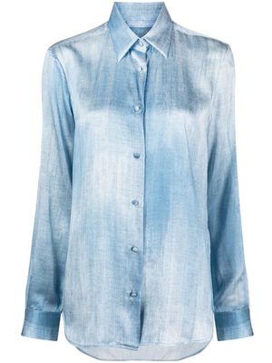 Ermanno Scervino denim-print silk shirt - Blue