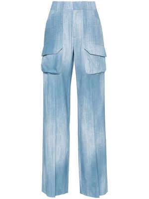 Ermanno Scervino denim-print straight-leg trousers - Blue