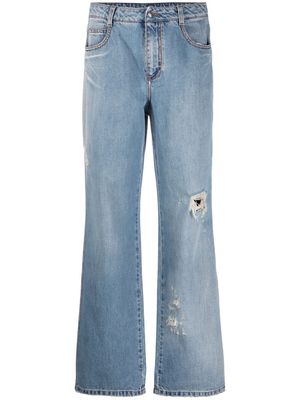 Ermanno Scervino distressed straight-leg jeans - Blue