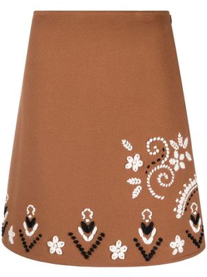 Ermanno Scervino embroidered A-line wool skirt - Neutrals