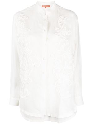 Ermanno Scervino embroidered band-collar linen shirt - White