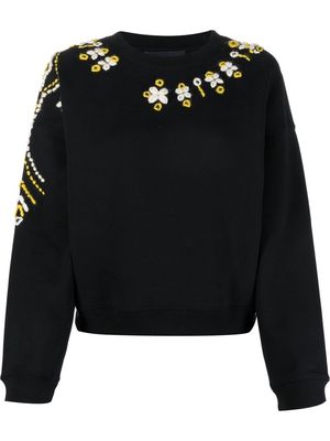 Ermanno Scervino embroidered crew-neck sweatshirt - Black