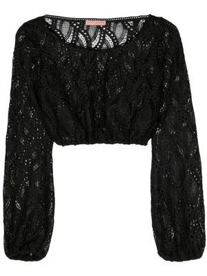 Ermanno Scervino embroidered crop top - Black