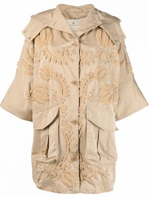 Ermanno Scervino embroidered hooded coat - Neutrals