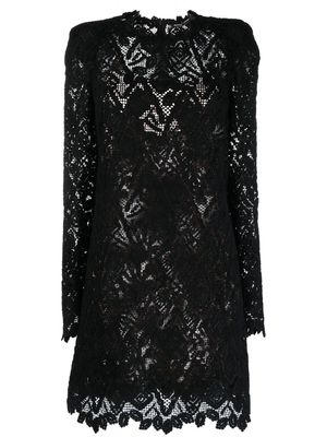 Ermanno Scervino embroidered-lace shirt mini dress - Black