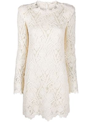 Ermanno Scervino embroidered-lace shirt mini dress - White