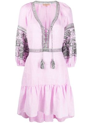 Ermanno Scervino embroidered ruffle-hem dress - Pink