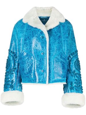 Ermanno Scervino embroidered shearling jacket - Blue