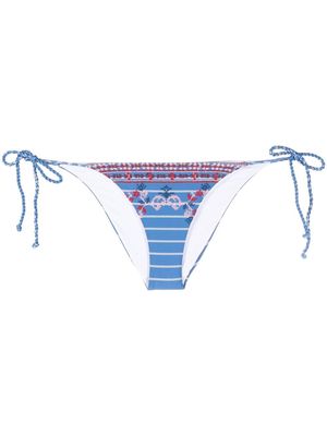 Ermanno Scervino embroidered stripe-print bikini bottoms - Blue