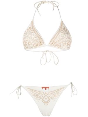 Ermanno Scervino embroidered triangle-cup bikini set - White