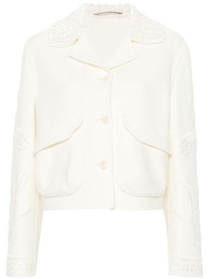 Ermanno Scervino felted virgin wool cropped jacket - White