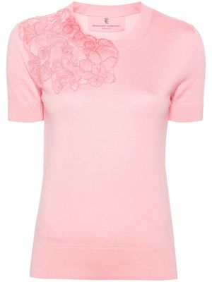 Ermanno Scervino floral-appliqué cotton blouse - Pink