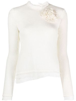 Ermanno Scervino floral-appliqué knitted top - White