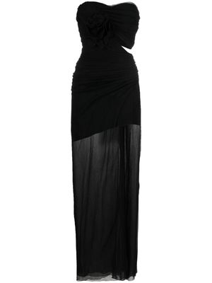 Ermanno Scervino floral-appliqué ruched asymmetric dress - Black