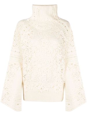 Ermanno Scervino floral-detail knitted jumper - White