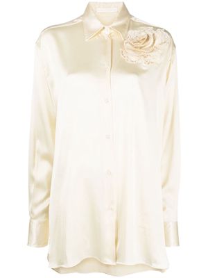 Ermanno Scervino floral-detail wide-sleeves shirt - Neutrals