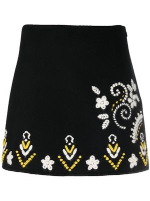 Ermanno Scervino floral-embroidered A-line mini skirt - Black