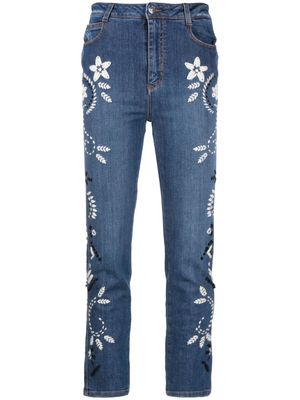 Ermanno Scervino floral-embroidered denim jeans - Blue