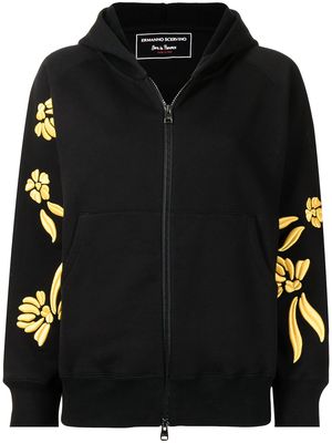 Ermanno Scervino floral-embroidered hooded jacket - Black