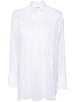 Ermanno Scervino floral-embroidered pleated blouse - White