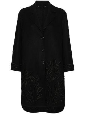 Ermanno Scervino floral-embroidered single-breasted coat - Black