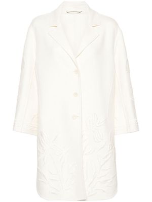 Ermanno Scervino floral-embroidered single-breasted coat - Neutrals