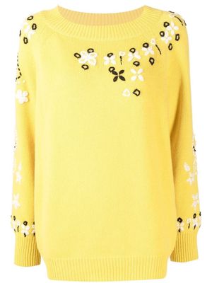 ERMANNO SCERVINO floral-embroidered wool-cashmere jumper - Yellow