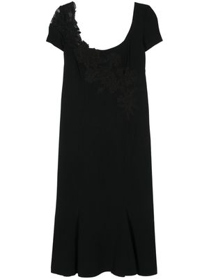 Ermanno Scervino floral lace appliqué midi dress - Black