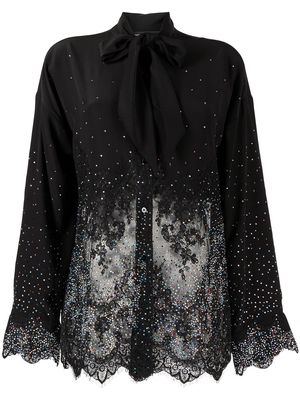 Ermanno Scervino floral-lace bead-embellished silk blouse - Black
