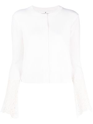 Ermanno Scervino floral-lace cashmere cardigan - White