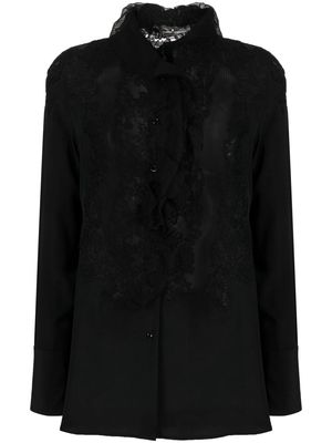 Ermanno Scervino floral-lace high-neck blouse - Black