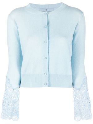 Ermanno Scervino floral-lace knitted cardigan - Blue