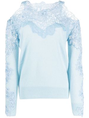 Ermanno Scervino floral-lace knitted top - Blue