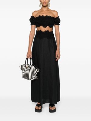 Ermanno Scervino floral-lace linen midi skirt - Black