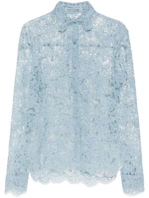 Ermanno Scervino floral-lace long-sleeves shirt - Blue